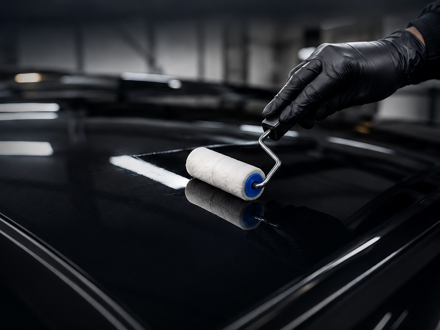 Step 2 — lay an even coat with the roller